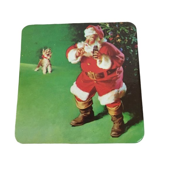 Vintage 1999 Set of 4 Coca Cola Santa Holiday Christmas Coasters - Picture 2 of 9